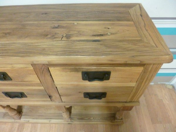 New Chunky Reclaimed Elm Wood 6 Drawer Sideboard Hall Cabinet - Image 7