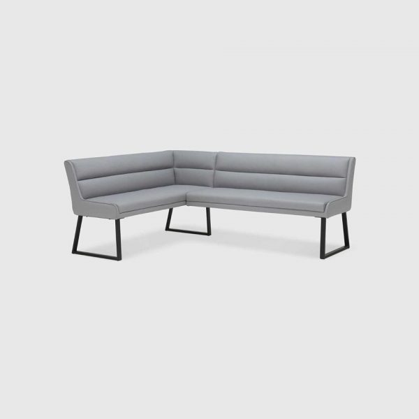 New Light Grey Leather & Black Metal Corner Dining Bench *Barker & Stonehouse* SOLD