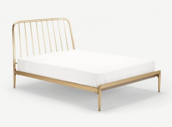 New Contemporary Brushed Brass Metal 4'6'' Double Bed Bedstead *Made.com Alana* - Image 2