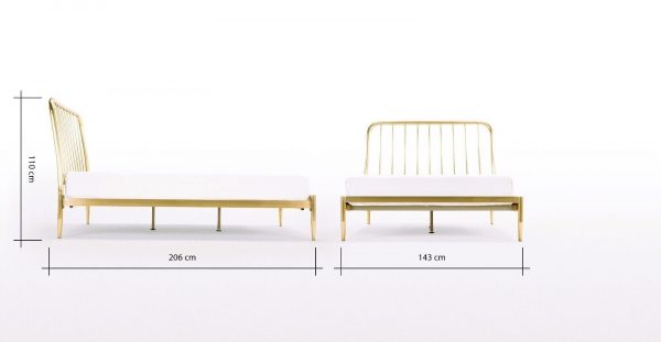 New Contemporary Brushed Brass Metal 4'6'' Double Bed Bedstead *Made.com Alana* - Image 5