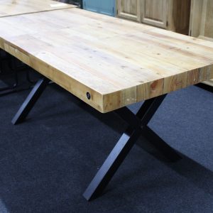 New Large Industrial Reclaimed Wood & Metal Ext. Dining Table *Furniture Store*