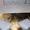 New Industrial Grey Leather Corner Bench Seating + Dining Table + Swivel Chairs - Image 3