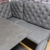New Industrial Grey Leather Corner Bench Seating + Dining Table + Swivel Chairs - Image 6