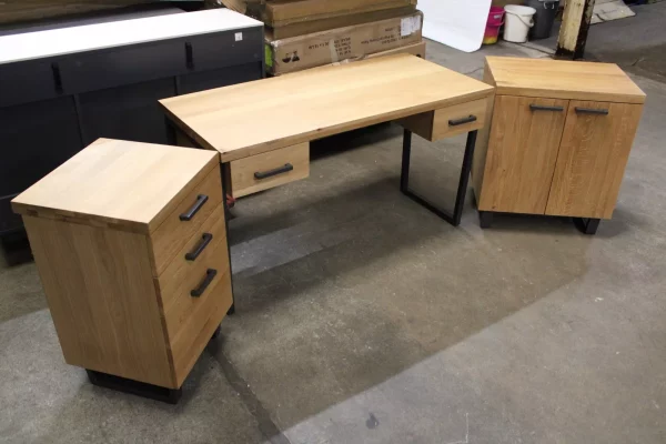 New Industrial Oak Metal 3 Piece Desk Workstation *Furniture Village Earth* SOLD - Image 3