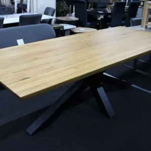 New Large Industrial 100% Solid Oak & Metal Dining Table 2.4M *Furniture Store* SOLD