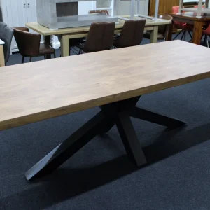 New Large Industrial Solid Rustic Oak Metal Dining Table 2M *Furniture Store*