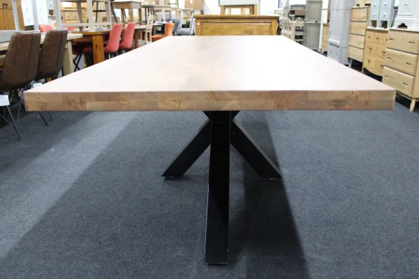 New Large Industrial Solid Rustic Oak Metal Dining Table 2M *Furniture Store* - Image 4