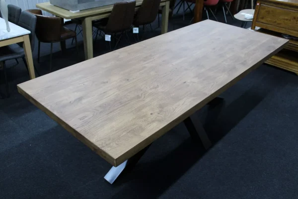 New Large Industrial Solid Rustic Oak Metal Dining Table 2M *Furniture Store* - Image 5