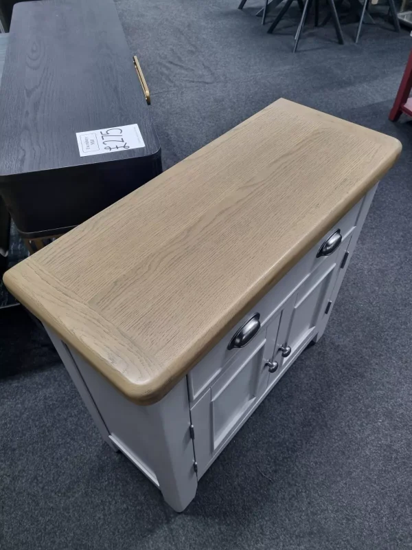 New Chunky Smoked Oak & Grey 2 Door 1 Drawer Mini Sideboard *Furniture Village* - Image 6