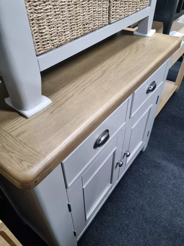 New Chunky Smoked Oak & Light Grey 2 Door 2 Drawer Sideboard *Furniture Village* - Image 4