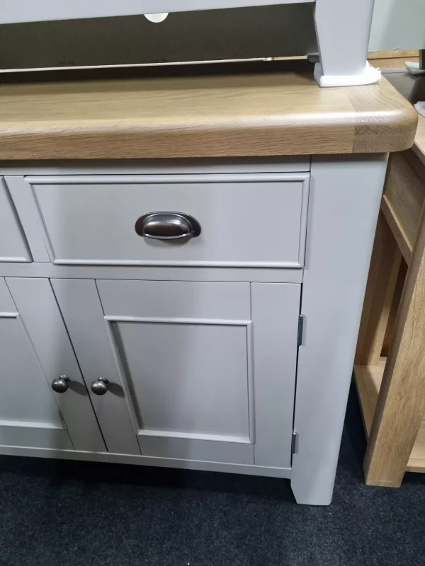 New Chunky Smoked Oak & Light Grey 2 Door 2 Drawer Sideboard *Furniture Village* - Image 5