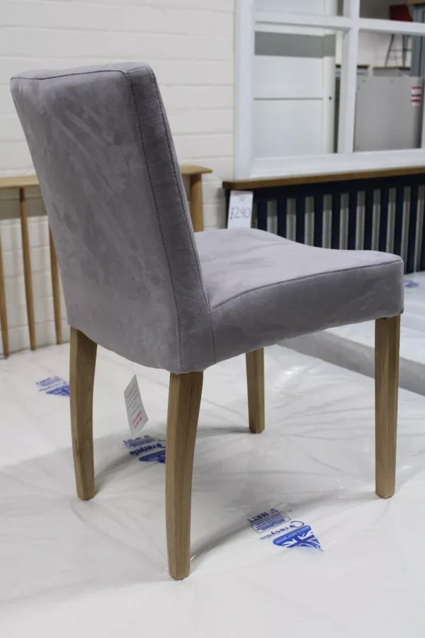 New 6 x Contemporary Silver Suede Fabric & Oak Dining Chairs *Oak Furniture Land - Image 5