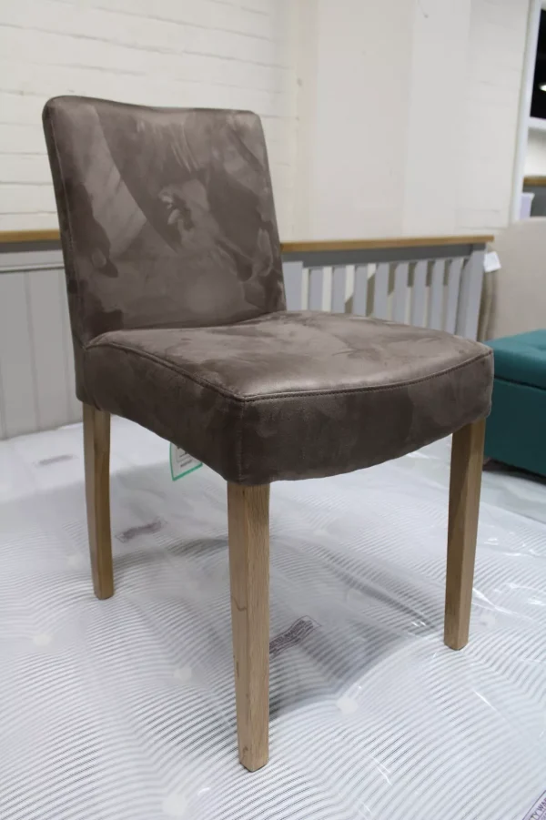 New 6 x Contemporary Brown Suede Fabric & Oak Dining Chairs *Oak Furniture Land* - Image 2