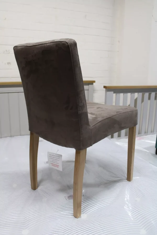 New 6 x Contemporary Brown Suede Fabric & Oak Dining Chairs *Oak Furniture Land*