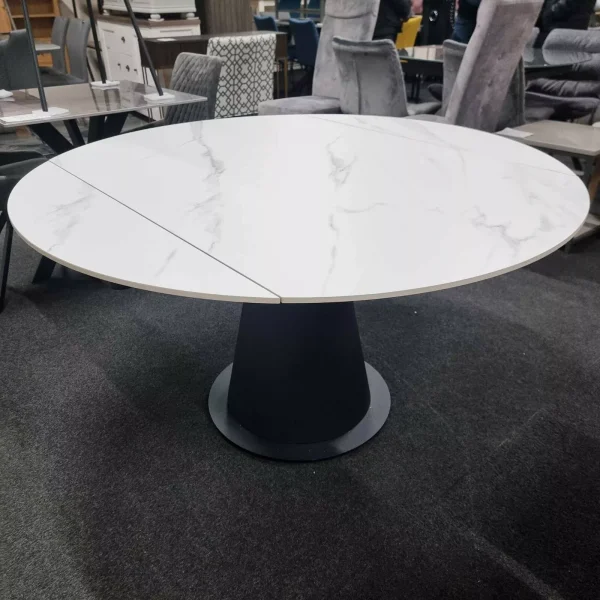 New Contemporary White Ceramic Twist Extending Dining Table *Furniture Store*