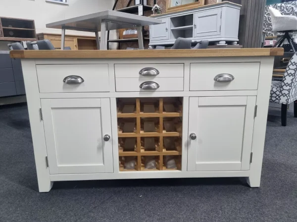 New Oak & Ivory 2 Door 3 Drawer Wine Bottle Storage Sideboard *Furniture Store* - Image 2