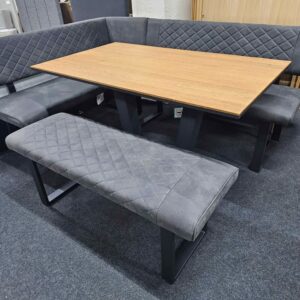 New Furniture Village Warrior Grey Corner Dining Table Bench Set Seating