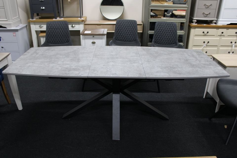 New Furniture Village Matteo Grey Concrete Extending Dining Table