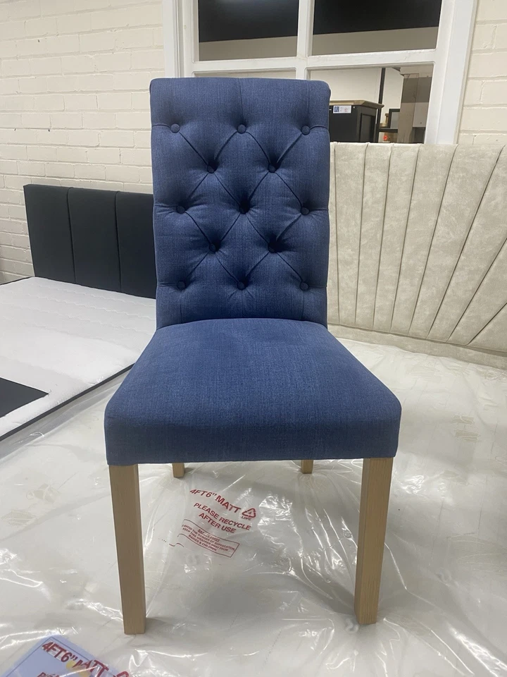 Ex-Furniture Village 2x New Blue Angeles Dining Chairs - Image 2