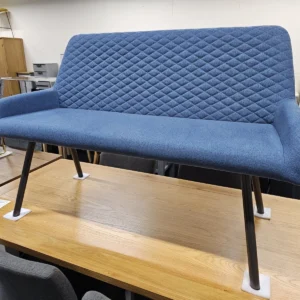 New Furniture Village Blue Fabric & Metal Dining Bench Seat Sofa