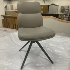 Furniture Village New 6 x Taupe Leather Quattro Swivel Dining Chairs