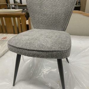 New 6 x Furniture Store Grey Boucle Fabric & Metal Dining Chairs