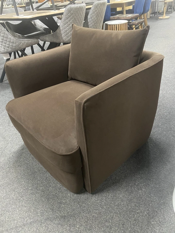 New M&S Chester Chocolate Brown Soft Velvet Contemporary Fabric Accent Chair - Image 2