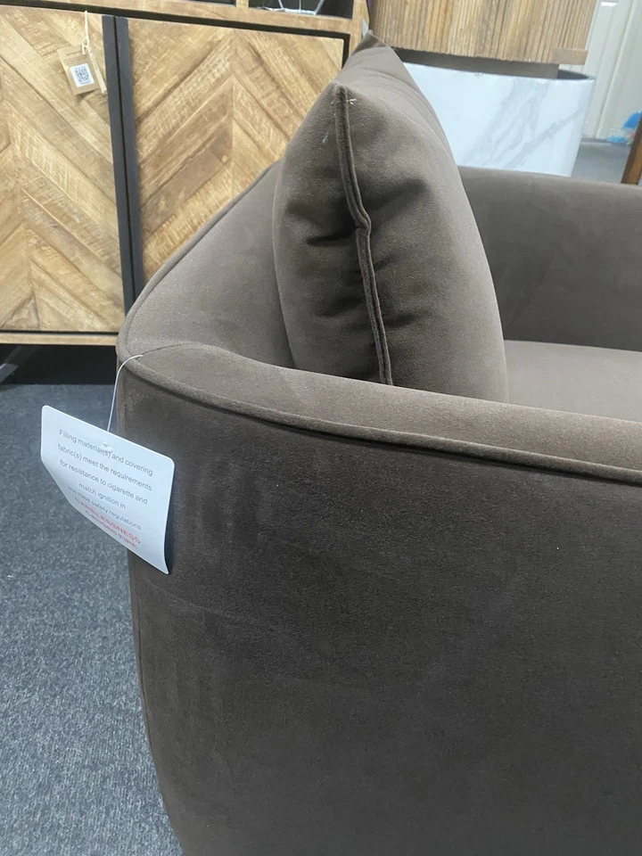 New M&S Chester Chocolate Brown Soft Velvet Contemporary Fabric Accent Chair - Image 3