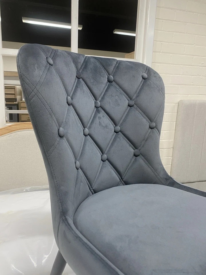 New 6 x Comfy Grey Velvet Donnie Dining Chairs *Furniture Village* - Image 3