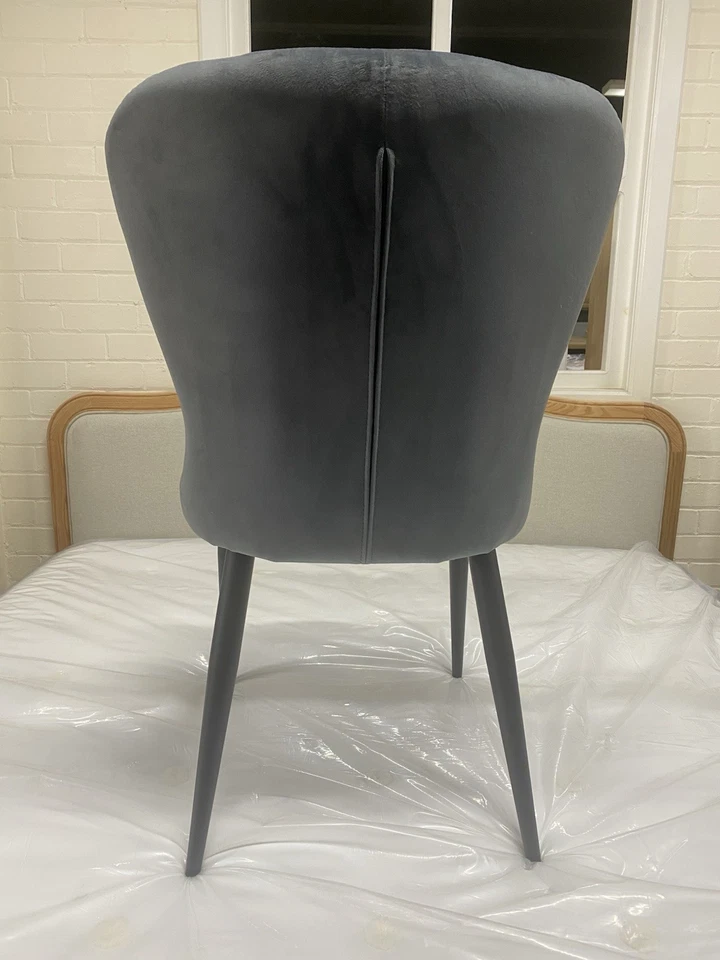 New 6 x Comfy Grey Velvet Donnie Dining Chairs *Furniture Village* - Image 4
