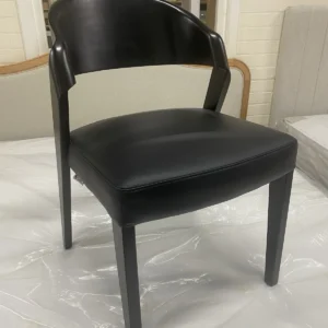 New 4 x Black Wood & Genuine Leather Dining Chairs *Danetti Enzo*
