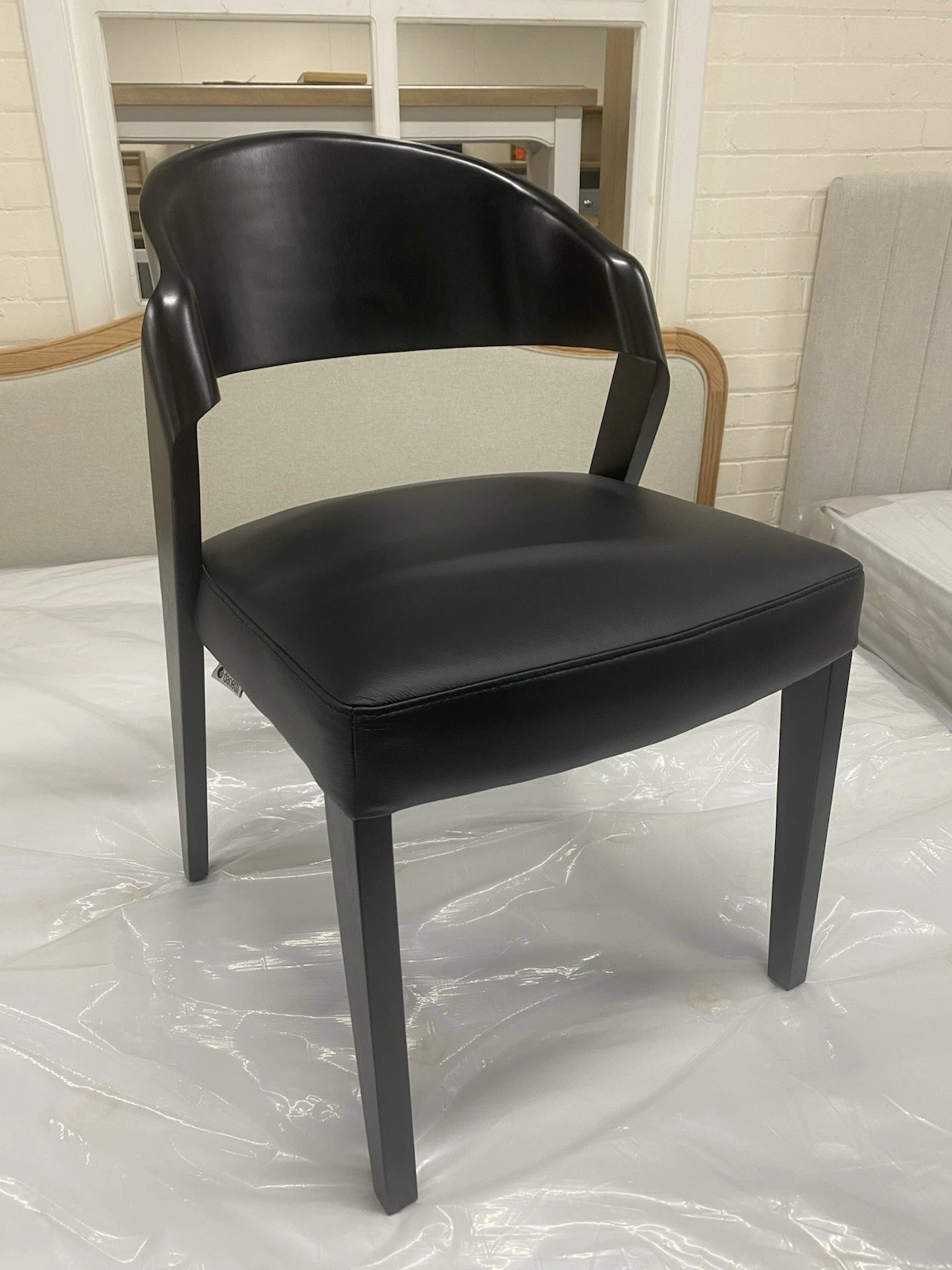 New 4 x Black Wood & Genuine Leather Dining Chairs *Danetti Enzo*