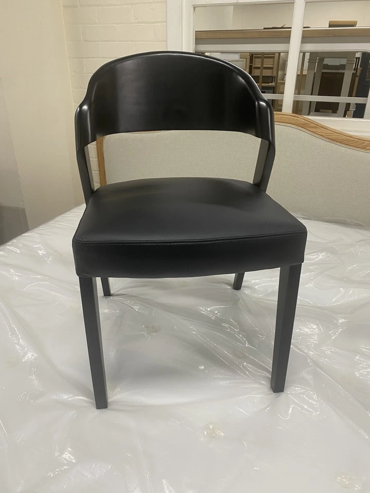 New 4 x Black Wood & Genuine Leather Dining Chairs *Danetti Enzo* - Image 2