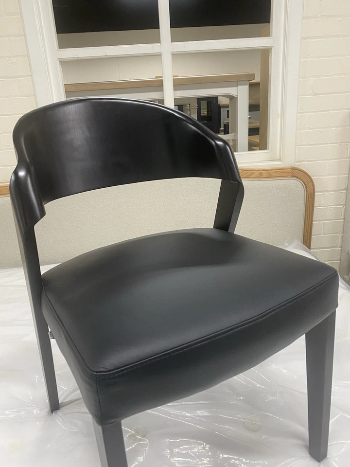 New 4 x Black Wood & Genuine Leather Dining Chairs *Danetti Enzo* - Image 3