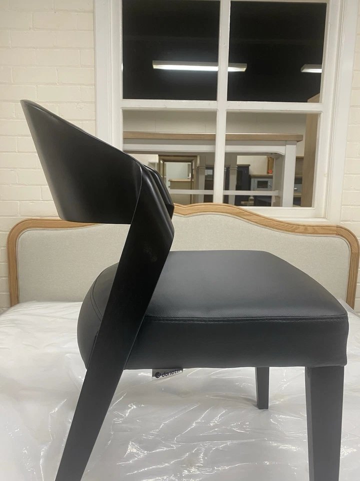 New 4 x Black Wood & Genuine Leather Dining Chairs *Danetti Enzo* - Image 4