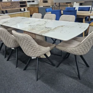 New Sintered Stone 1.6-2.4M Ext. Dining Table & 8 Chairs *Furniture Village*