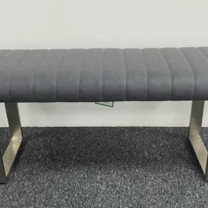 New Furniture Village Grey Leather & Metal Dining Bench Seat 1.2M