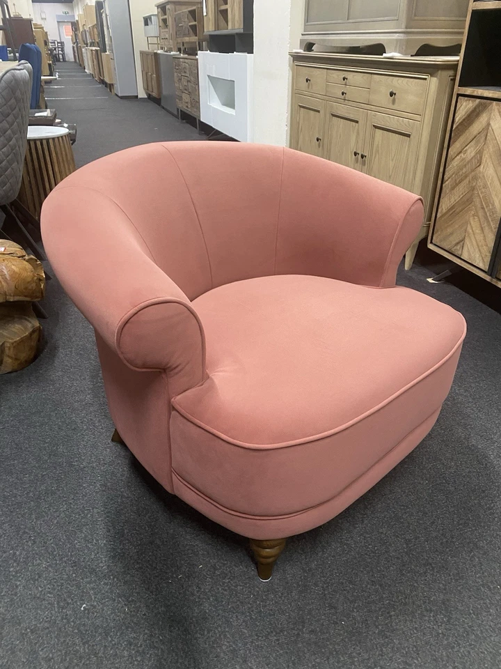 New M&S Dusty Pink Joan Soft Velvet Contemporary Fabric Accent Chair - Image 2