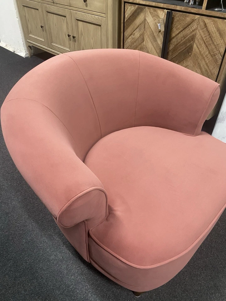 New M&S Dusty Pink Joan Soft Velvet Contemporary Fabric Accent Chair - Image 3