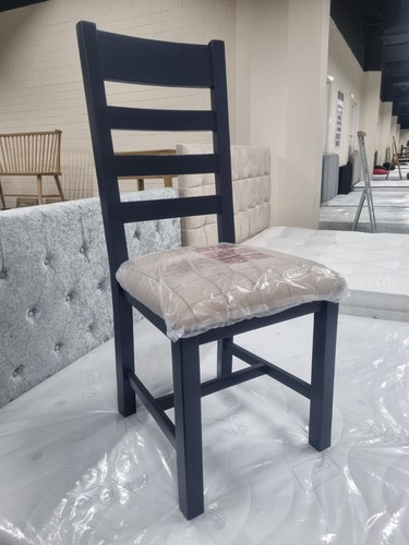 New 8 x Assembled Blue Tall Ladder Back Dining Chairs *Furniture Village*