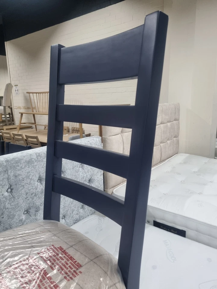 New 8 x Assembled Blue Tall Ladder Back Dining Chairs *Furniture Village* - Image 4