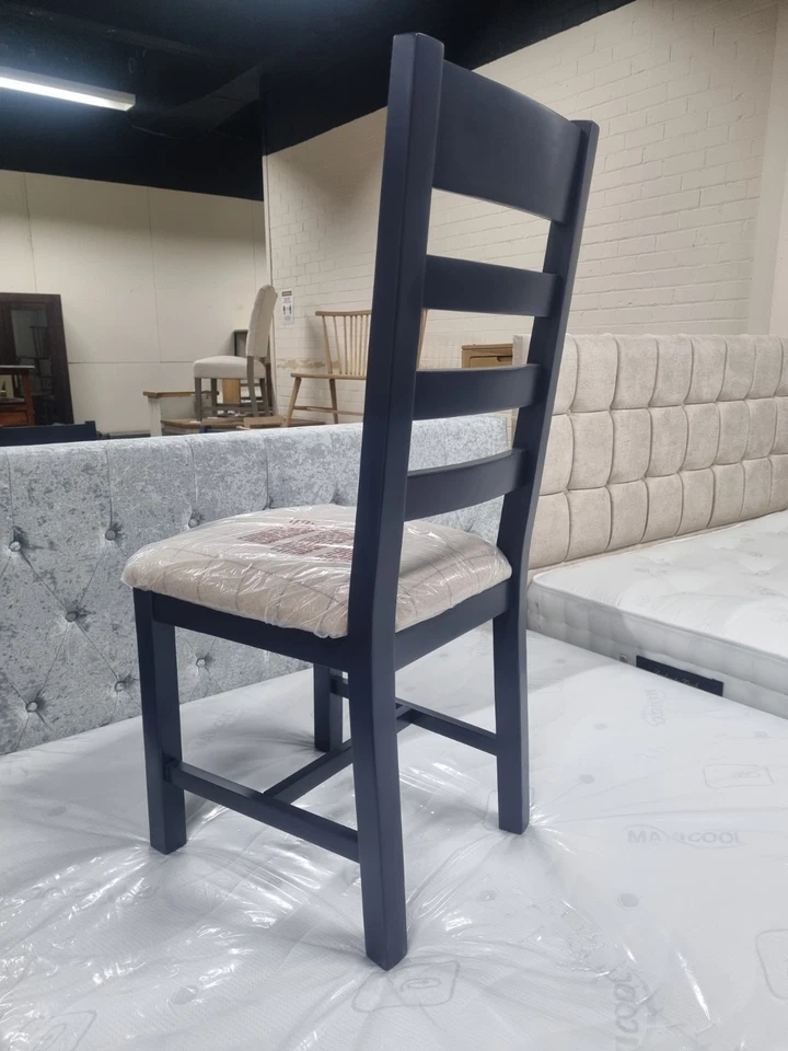 New 8 x Assembled Blue Tall Ladder Back Dining Chairs *Furniture Village* - Image 5