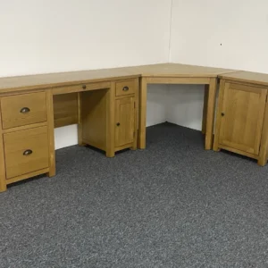 New Solid Oak 3-Piece Desk Workstation *Barker & Stonehouse Eskdale*
